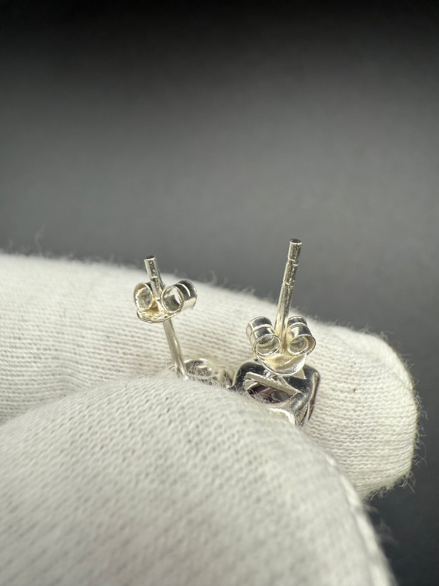Sterling Silver Red Ruby Stud Earrings