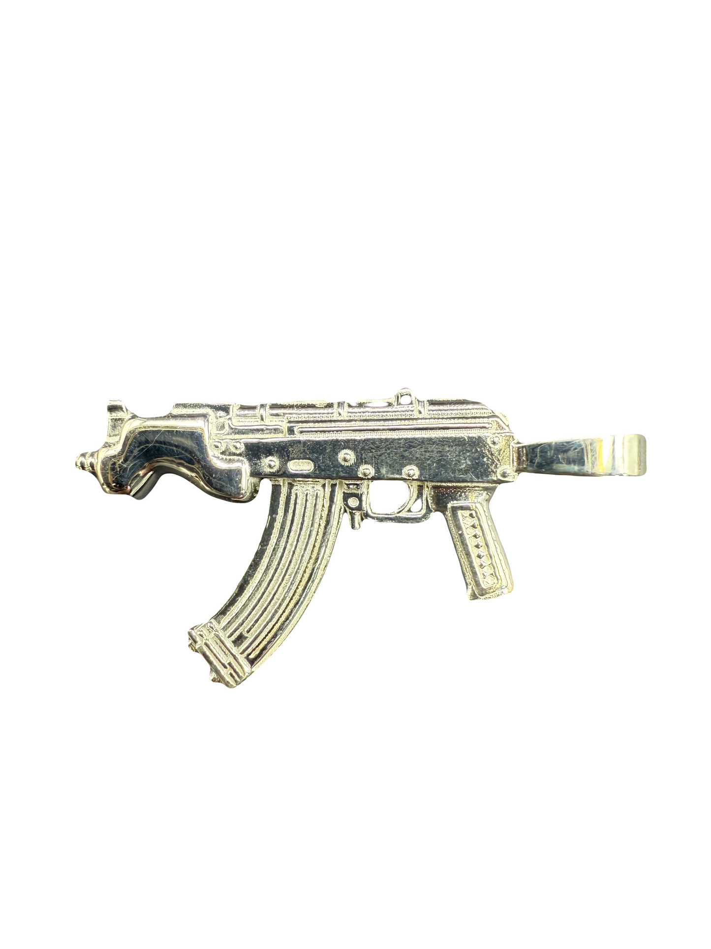 Sterling Silver “Draco” Gun Pendant with Tri-Gold Plated Silver Chain
