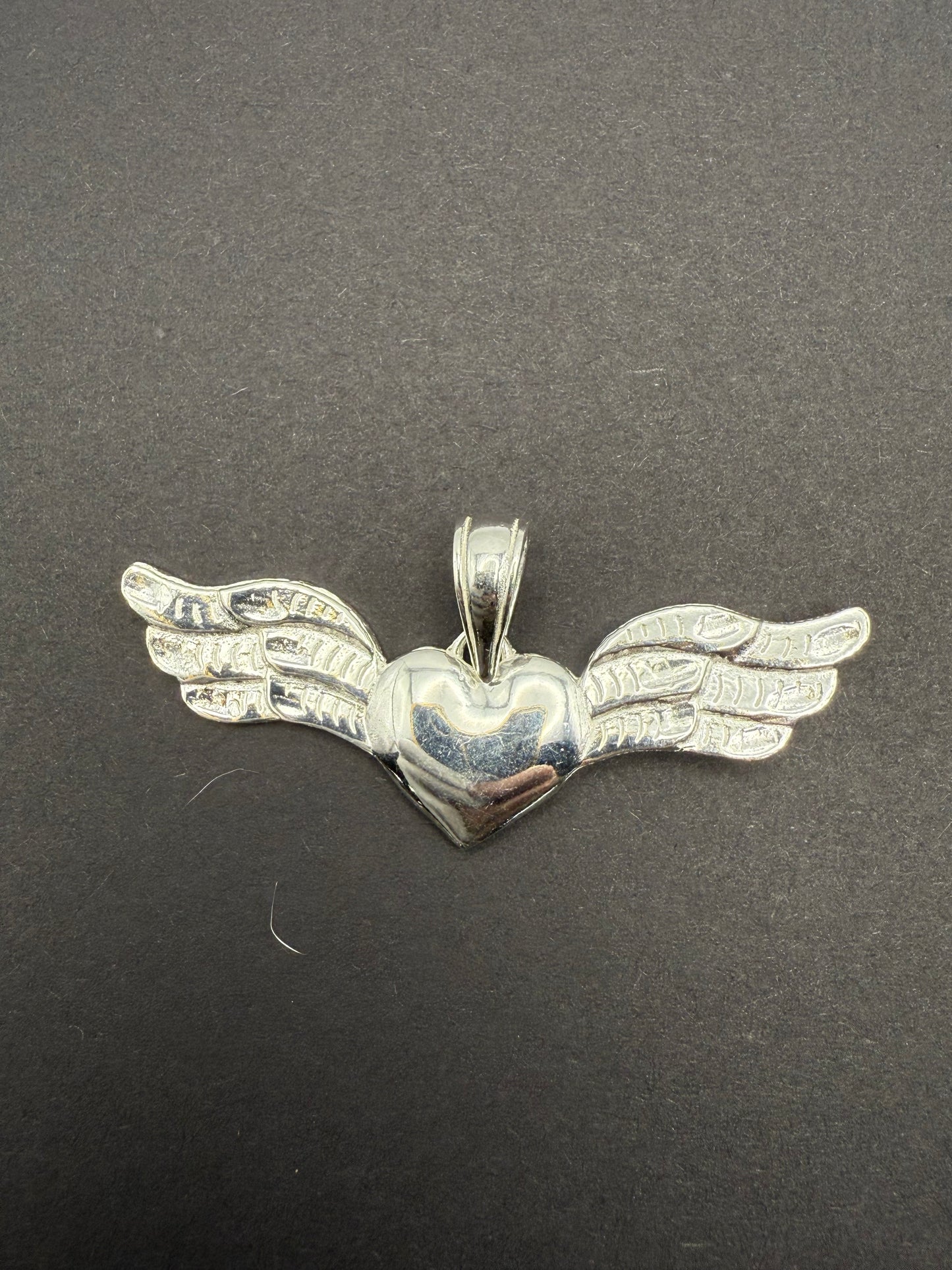 Sterling Silver Heart With Wings Pendant