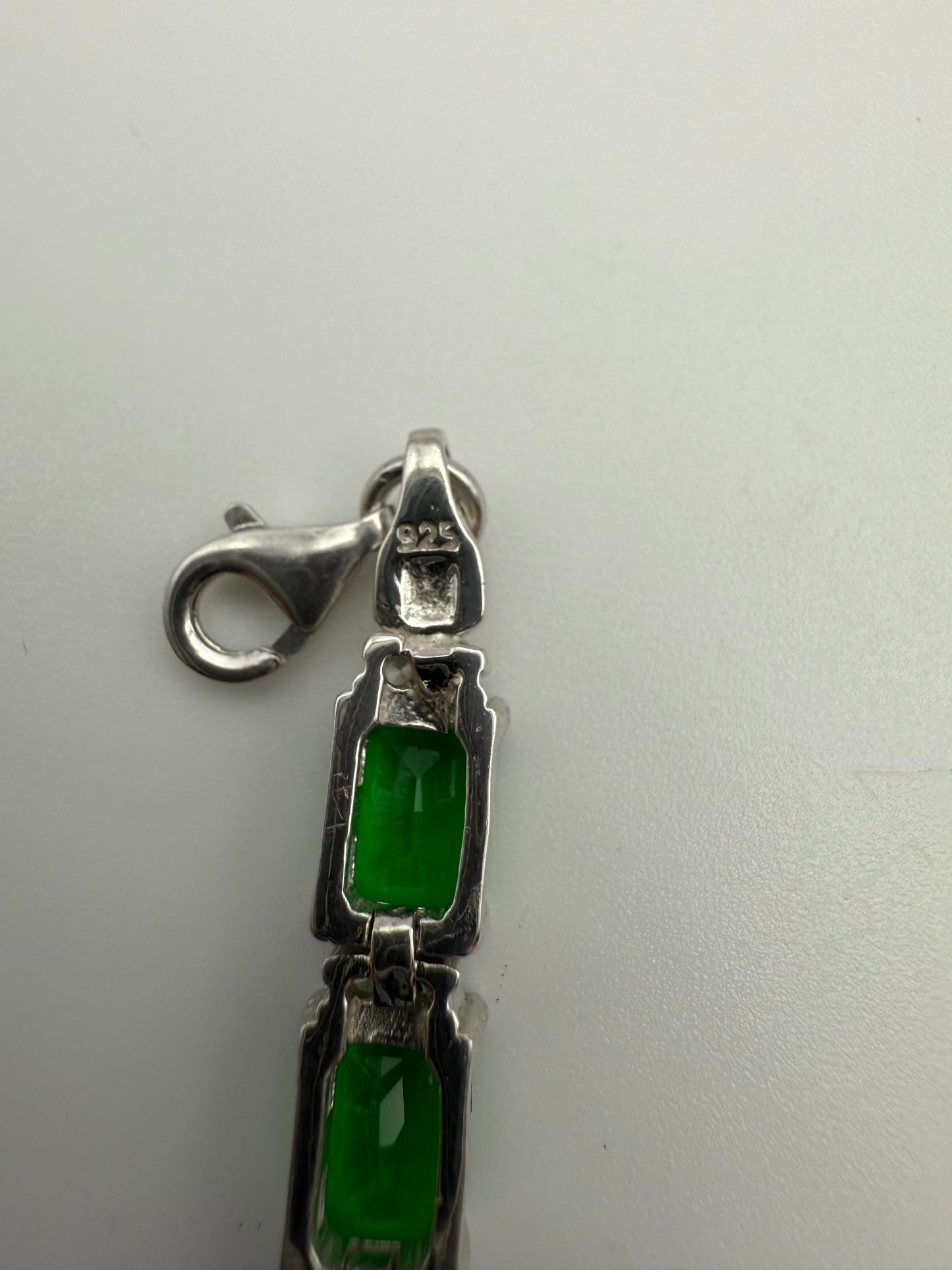 Green Emerald Cut CZ Tennis Bracelet