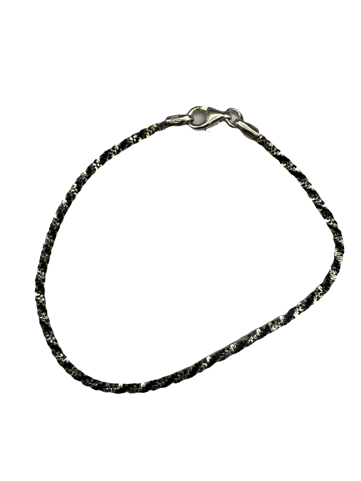 Black Rhodium Plated Sterling Silver Twisted Rock Bracelet