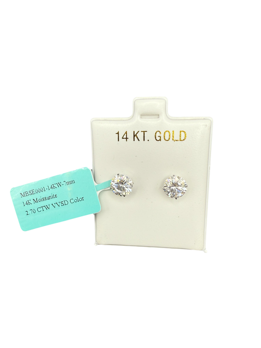 14K White Gold Moissanite Stud Earrings