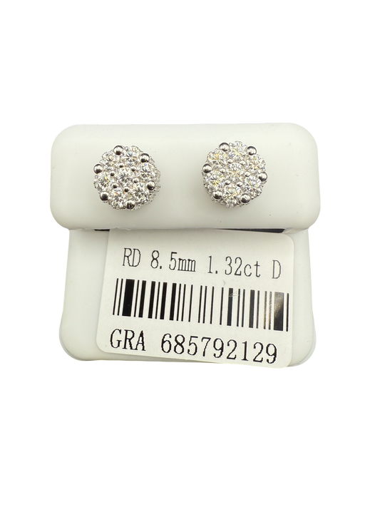 Sterling Silver Moissanite Cluster Stud Earrings