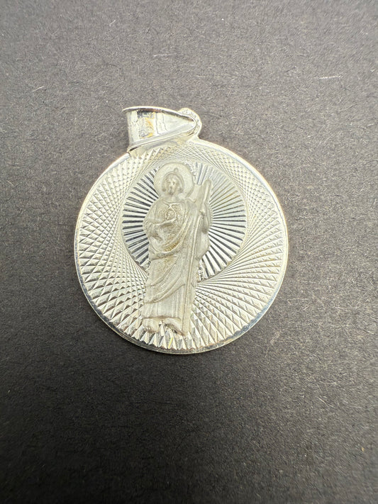 Solid Sterling Silver Jesus Pendant