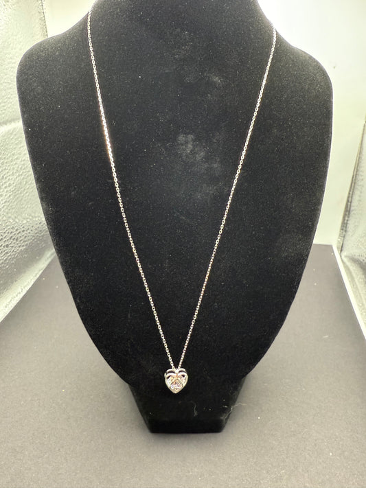 Sterling Silver CZ Heart Necklace