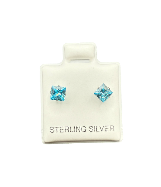 Sterling Silver Topaz Stud Earrings