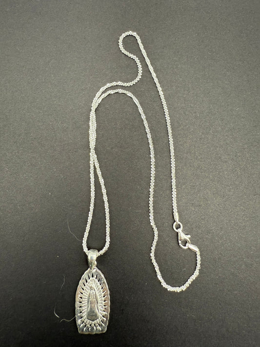 Sterling Silver Virgin Mary Pendant + Chain