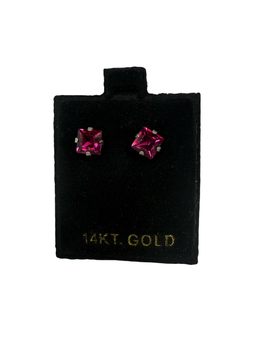 14K White Gold Ruby Stud Earrings