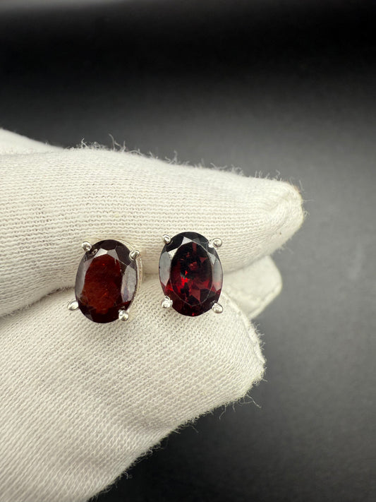 Sterling Silver Red Ruby Stud Earrings