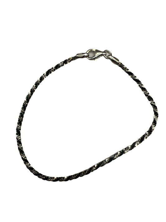 Black Rhodium Plated Sterling Silver Twisted Rock Bracelet