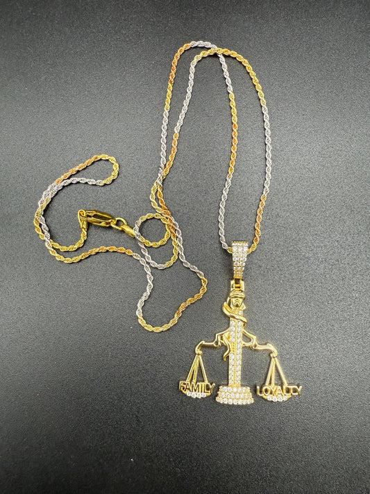 Gold Plated Moissanite Libra Scale Pendant Necklace