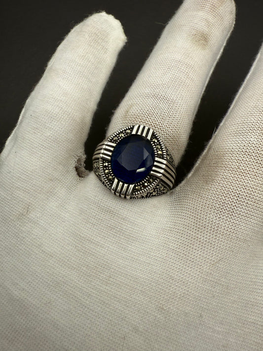 Sapphire Blue CZ Silver Ring