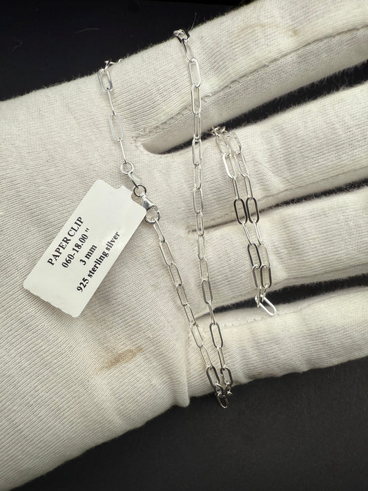 18” Sterling Silver Paperclip Chain Necklace