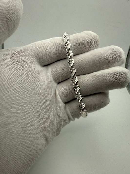 6mm Sterling Silver Rope Bracelet